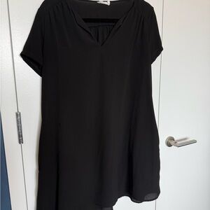 Lush Black Dress with V-Neck